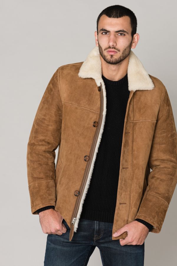 Veste homme schott LCWESTERN TAUPE - cuir-city.com