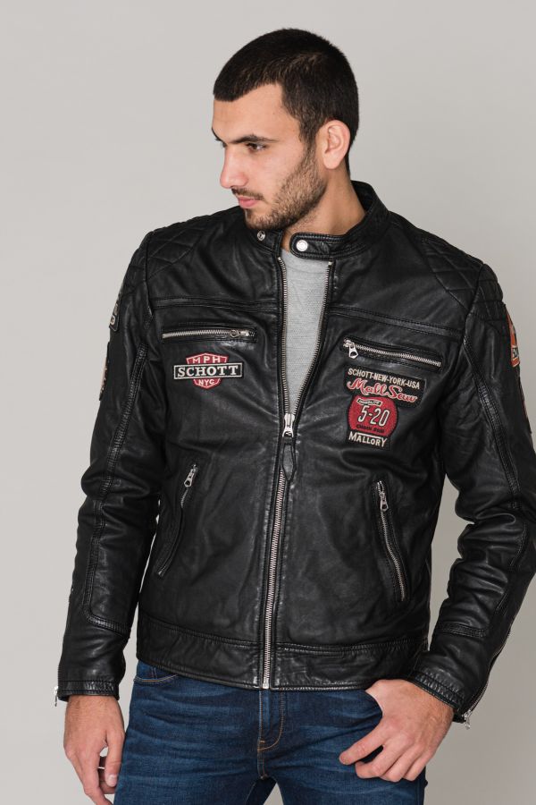 Blouson homme schott LCSPYDERBD BLACK - cuir-city.com