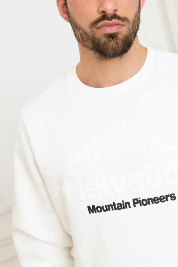 Maglione/felpa Uomo Helvetica Mountain Pioneers BAYEUX WHITE