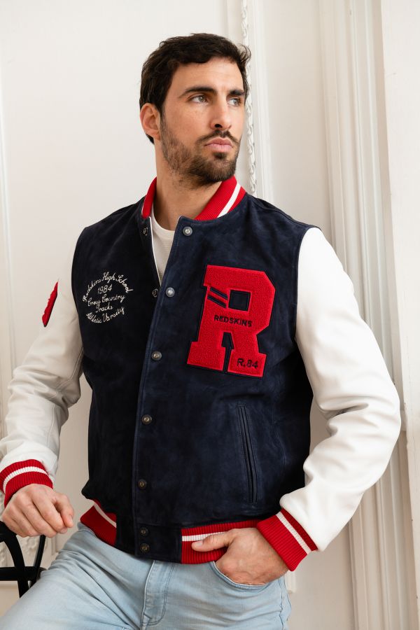 Blouson homme redskins CLAN MUSTER NAVY WHITE - cuir-city.com