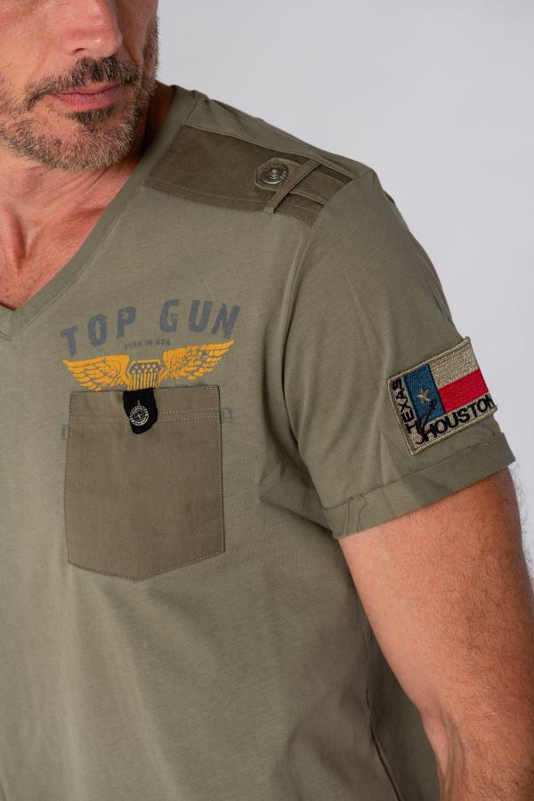 Herren T-shirt Top Gun TEE SHIRT TG-TS-112 LIGHT KHAKI
