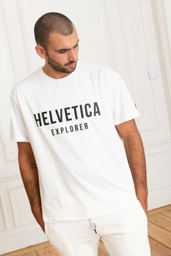T-shirt Uomo Helvetica Mountain Pioneers BARWIN WHITE