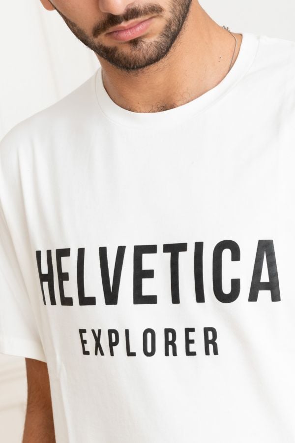 Tee Shirt Homme Helvetica Mountain Pioneers BARWIN WHITE
