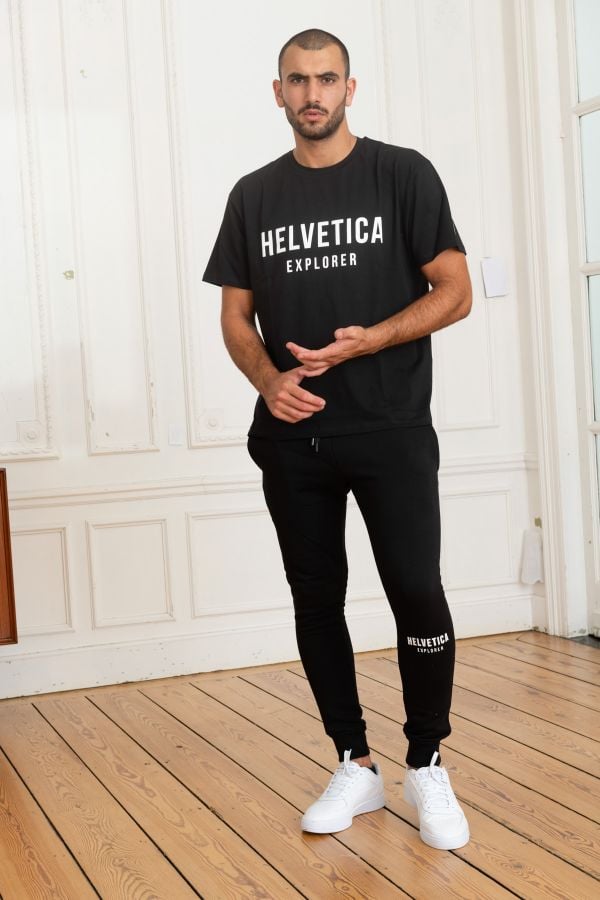 Herren T-shirt Helvetica Mountain Pioneers BARWIN BLACK