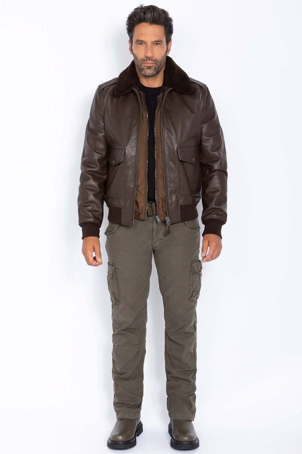 Chaqueta Hombre Schott LCFLYW22 BROWN