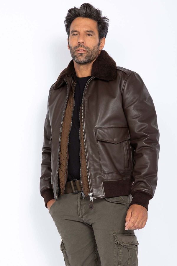 Chaqueta Hombre Schott LCFLYW22 BROWN