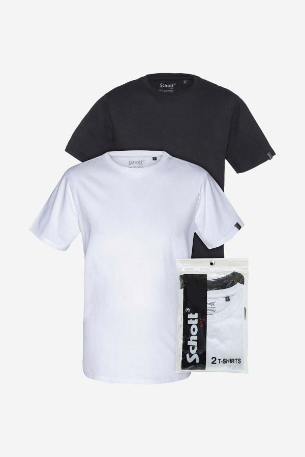 T-shirt Uomo Schott TS01MC WHITE/BLACK