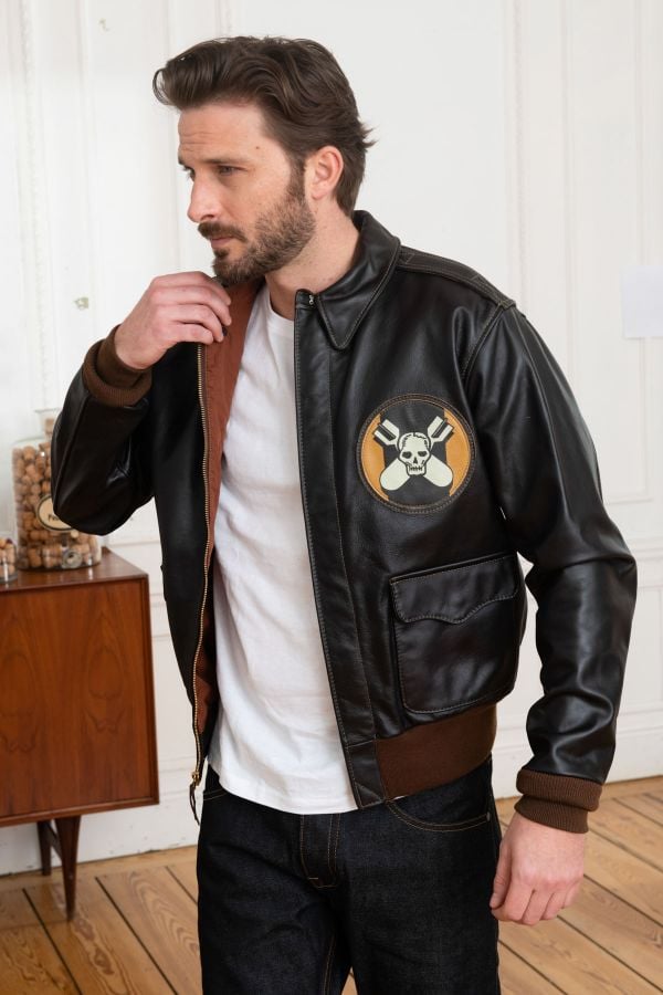 Blouson Homme Cockpit Usa Z21V029W BROWN ACES AND EIGHTS