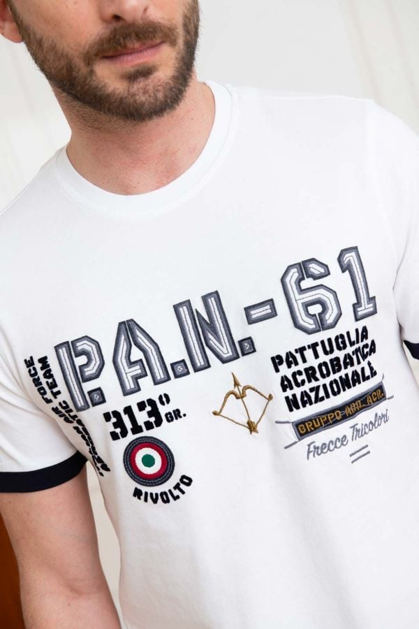 Herren T-shirt Aeronautica Militare 231TS2071J589 73062 OFF WHITE