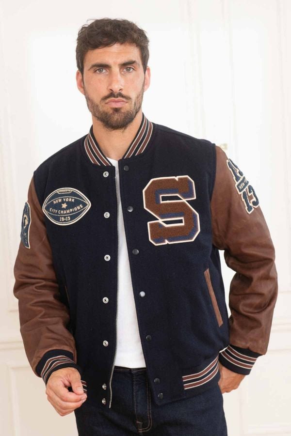 Chaqueta Hombre Schott LCTEDDYBD2 NAVY/CORDOVAN