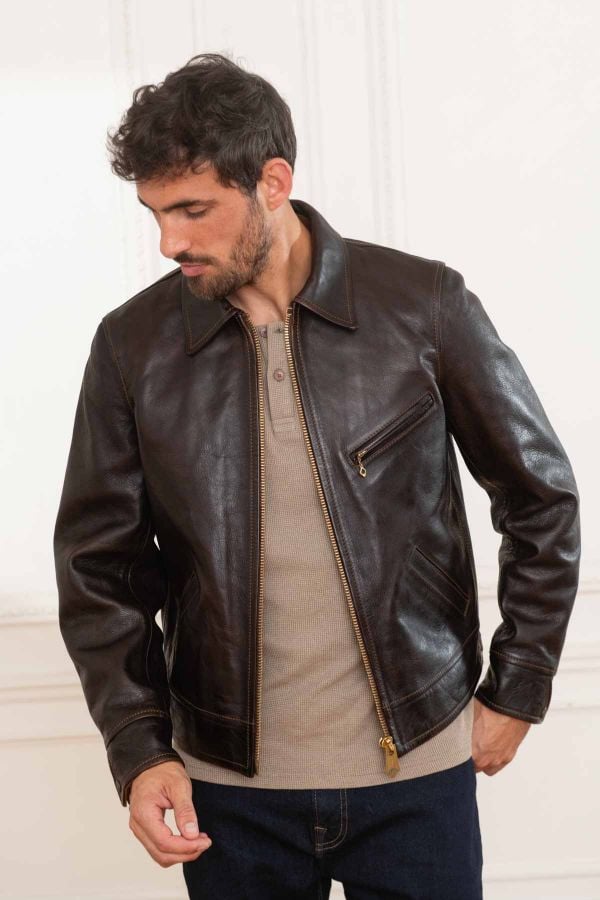 Blouson Homme Thedi Leathers MTC-N127996 BROWN