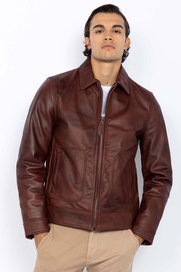 Blouson Homme Schott LCIDAHOVINT BURGUNDY