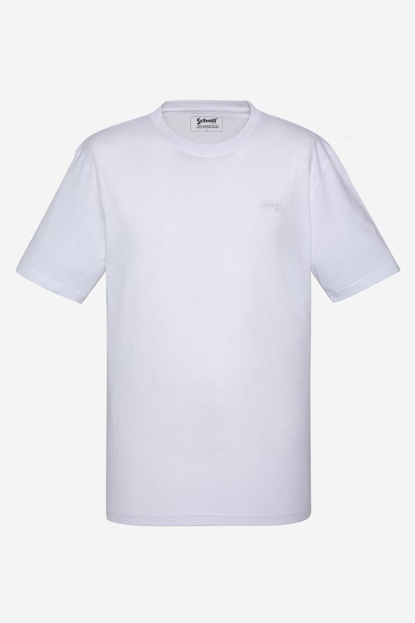 T-shirt Uomo Schott TSBASE01 WHITE / WHITE