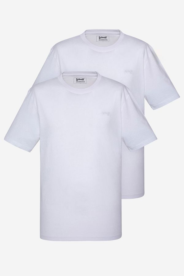 T-shirt Uomo Schott TSBASE01 WHITE / WHITE