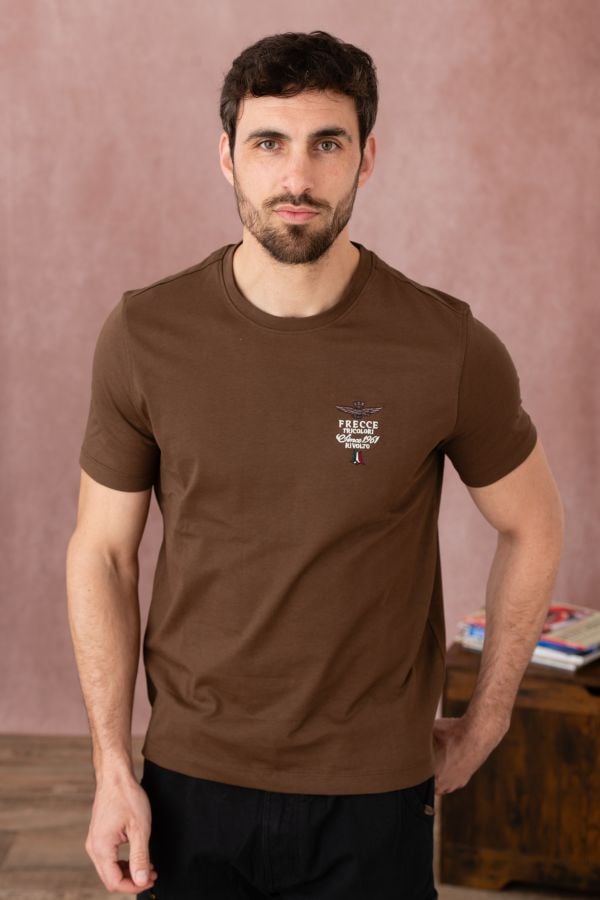 Herren T-shirt Aeronautica Militare TS2062J592 57545 CHOCOLATE