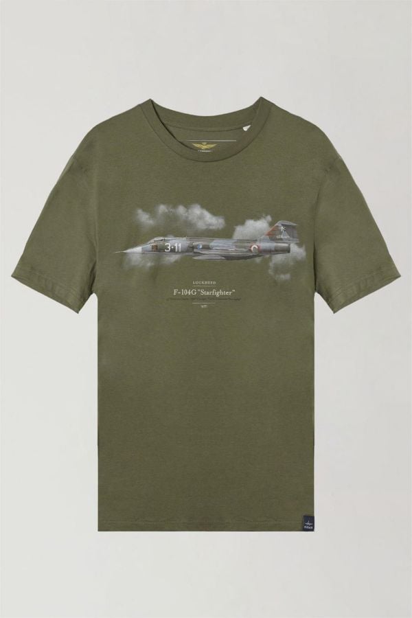 Herren T-shirt Aeronautica Militare TS2254J607 39291 VERDE OSCURO