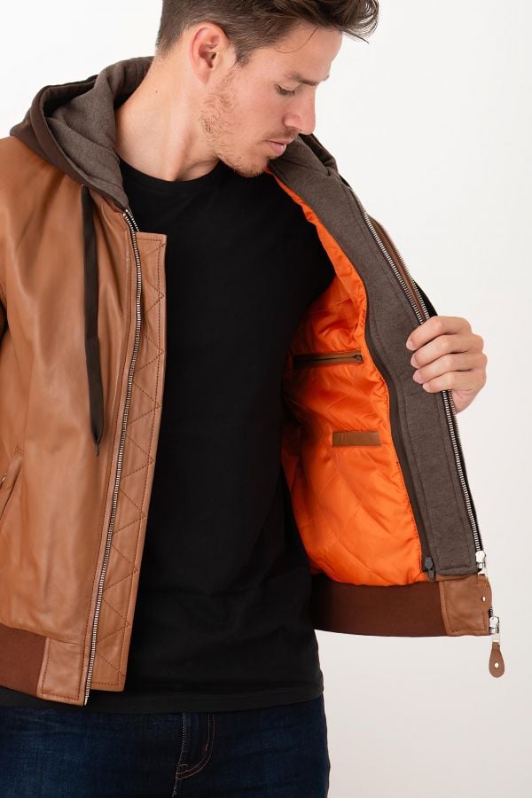 Chaqueta Hombre Serge Pariente BALLE HOOD COGNAC 