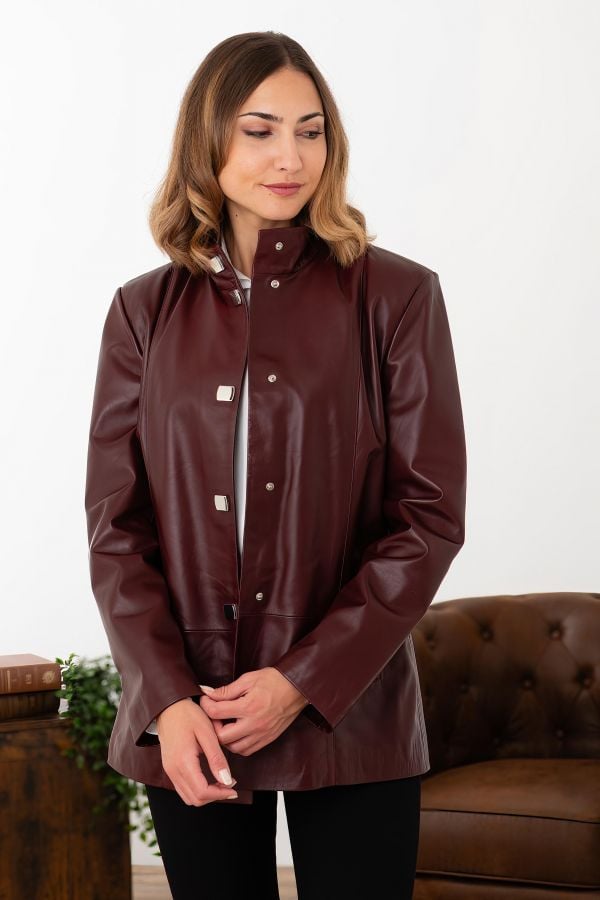 Veste Femme Cityzen ELISABETH AGNEAU PERLE BORDEAUX