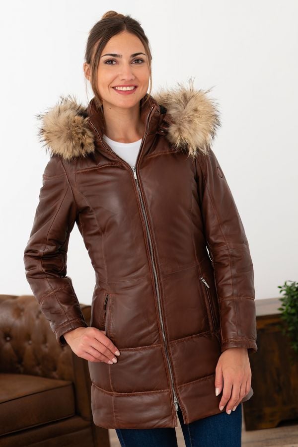 Giacche Donna Daytona ANOUK HOOD LAMB ORION COGNAC