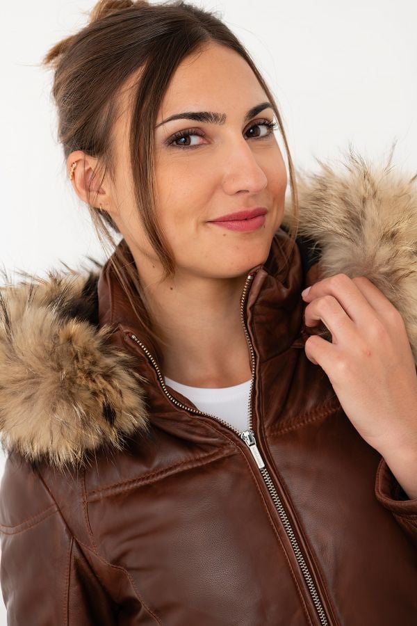 Veste Femme Daytona ANOUK HOOD LAMB ORION COGNAC