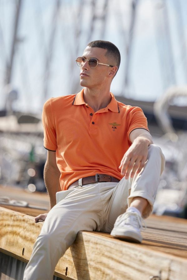 Herren Polo Aeronautica Militare PO1308P82 57543 CARROT ORANGE