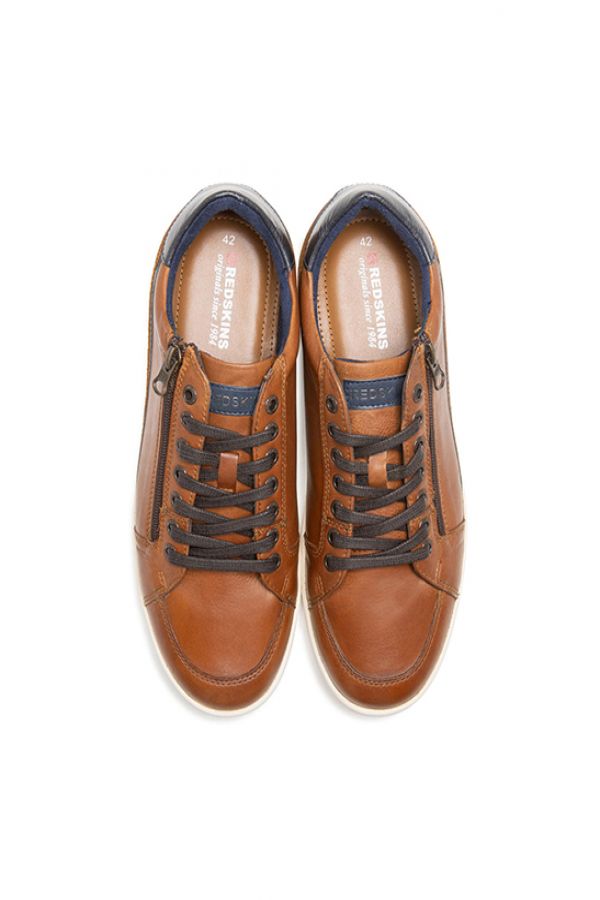 Baskets En Cuir Homme Redskins DECENT COGNAC MARINE