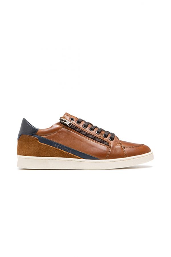 Baskets En Cuir Homme Redskins DECENT COGNAC MARINE