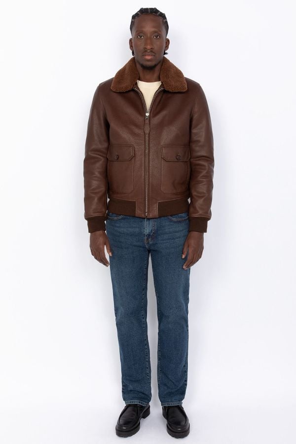 Blouson Homme Schott LCAVIATION24 BROWN