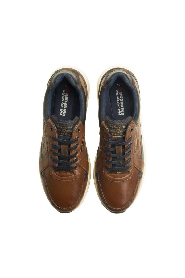 Baskets En Cuir Homme Redskins CAVADO BRANDY MARINE