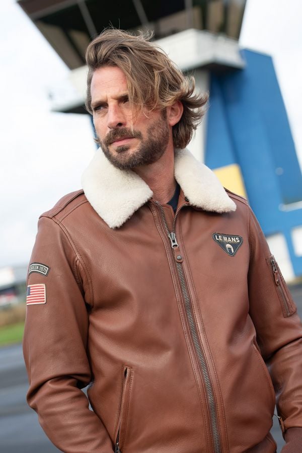 Blouson Homme Steve Mcqueen JOHN SHEEP CROWN HAVANE