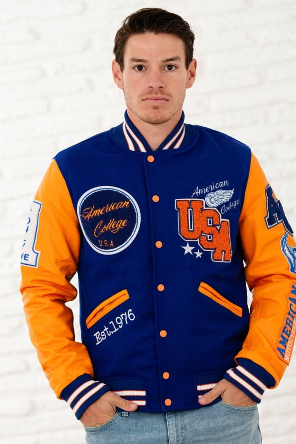 Blouson Homme American College AC-07 BLEU ORANGE