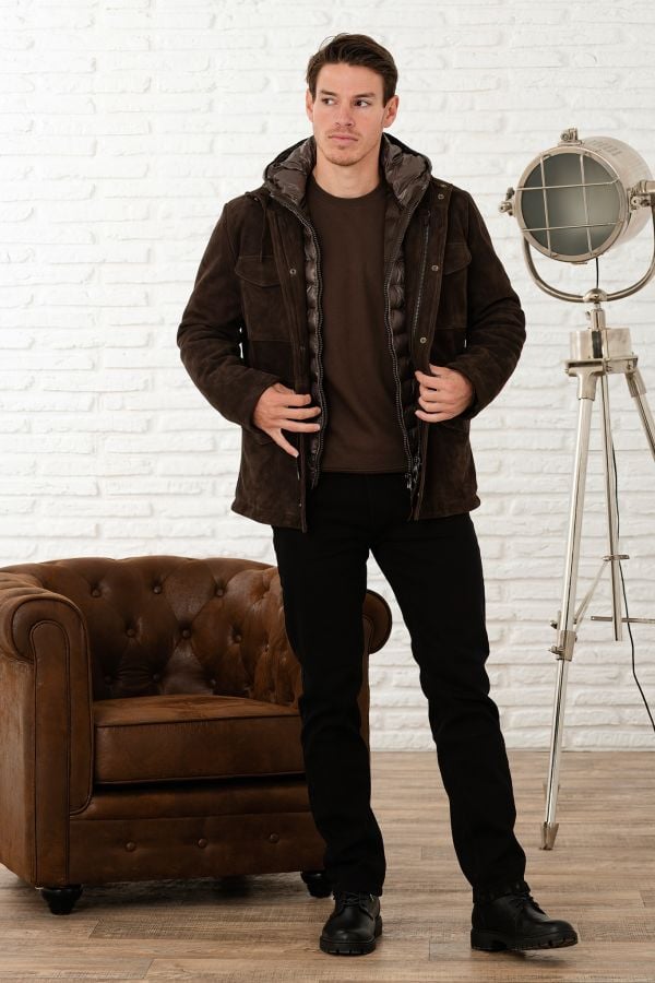 Veste Homme The Jack Leathers RADAR + TRI SEASONS BONDED SUEDE MOKA