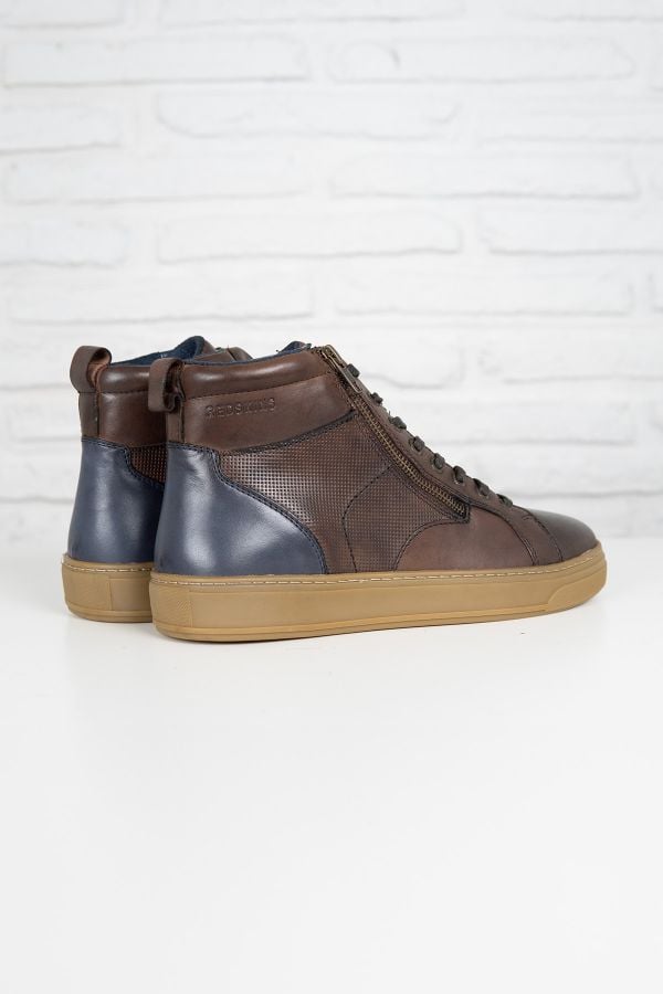 Baskets En Cuir Homme Redskins BILLON CHATAIGNE MARINE