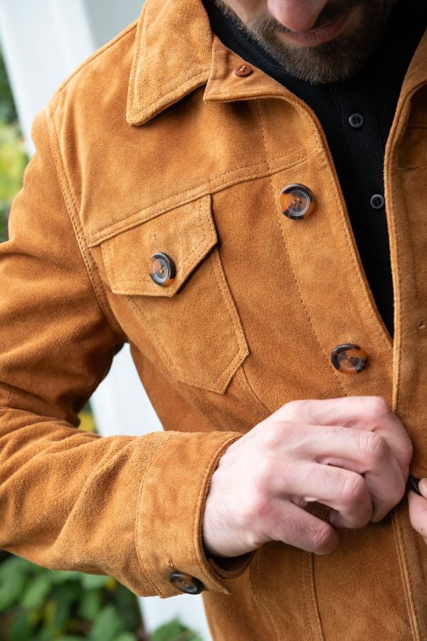 Blouson Homme Serge Pariente JEANS JACKET SUEDE COGNAC