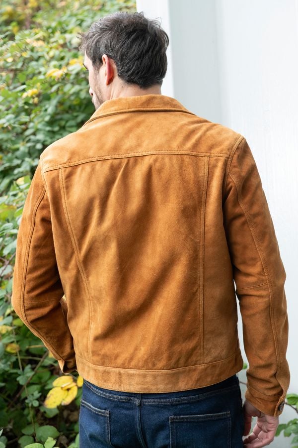 Blouson Homme Serge Pariente JEANS JACKET SUEDE COGNAC