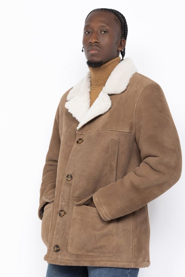 Veste Homme Schott LCCABANSHEEP LIGHT CAMEL