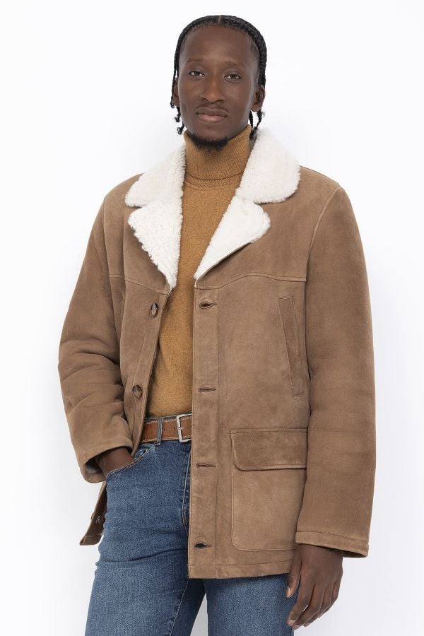 Veste Homme Schott LCCABANSHEEP LIGHT CAMEL