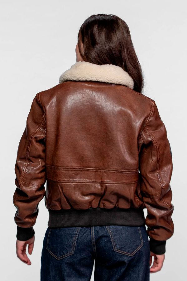 Blouson Femme Rose Garden AIR PILOT LAMB DARK COGNAC
