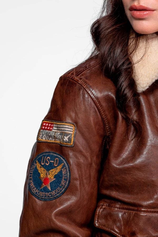 Blouson Femme Rose Garden AIR PILOT LAMB DARK COGNAC