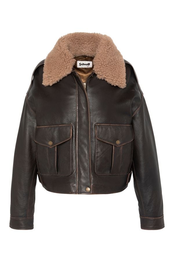Blouson Femme Schott LCWDELIAVIN2 DARK BROWN VINT