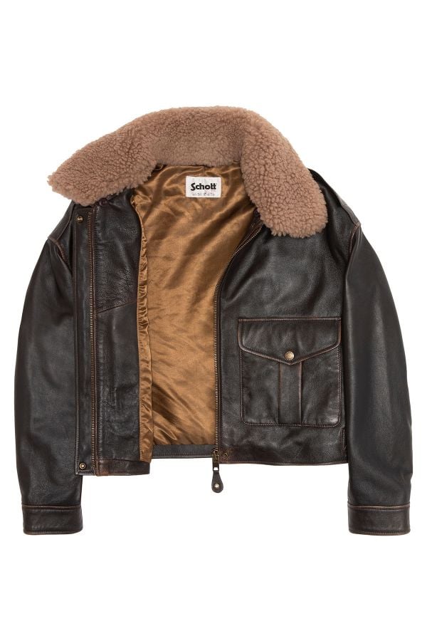 Blouson Femme Schott LCWDELIAVIN2 DARK BROWN VINT