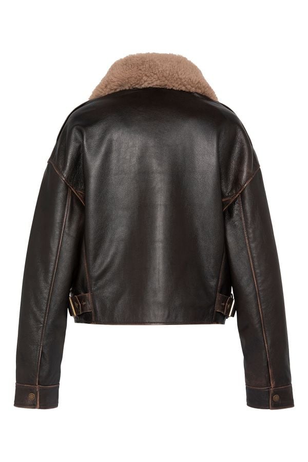 Blouson Femme Schott LCWDELIAVIN2 DARK BROWN VINT