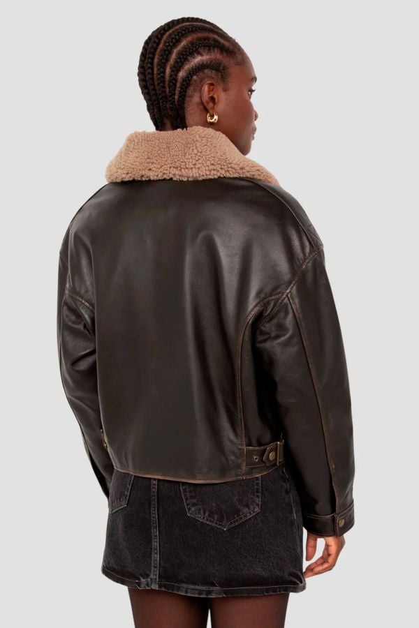 Blouson Femme Schott LCWDELIAVIN2 DARK BROWN VINT