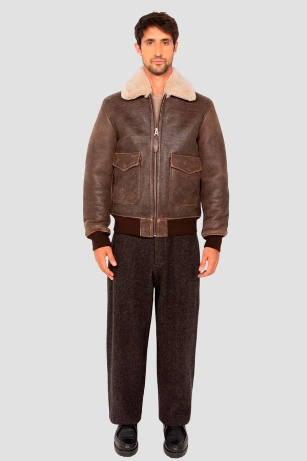 Blouson Homme Schott LCSHEEPPILOT BROWN