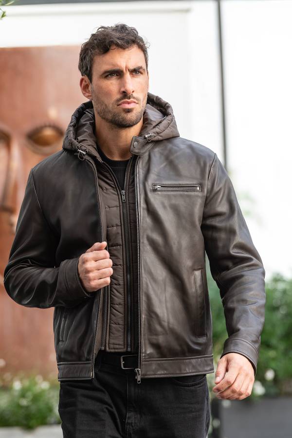  Uomo Serge Pariente RETRO HOOD NYLON DARK BROWN — vista 7