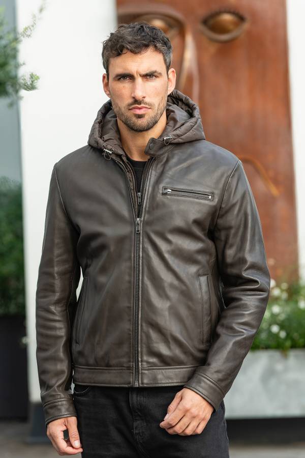  Uomo Serge Pariente RETRO HOOD NYLON DARK BROWN — vista 5