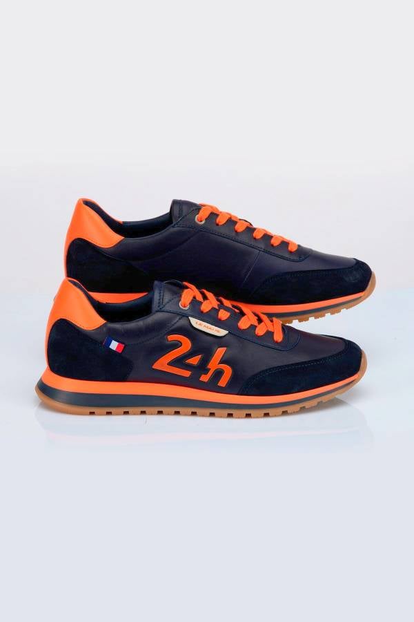 Herren Ledersneakers 24h Le Mans "24H" NAVY / ORANGE — Ansicht 1