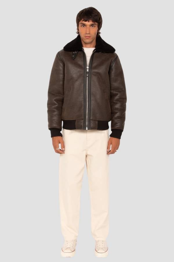Herren Jacke Schott LC1259RIB BLACK-BROWN — Ansicht 9