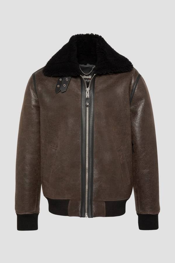 Herren Jacke Schott LC1259RIB BLACK-BROWN — Ansicht 4